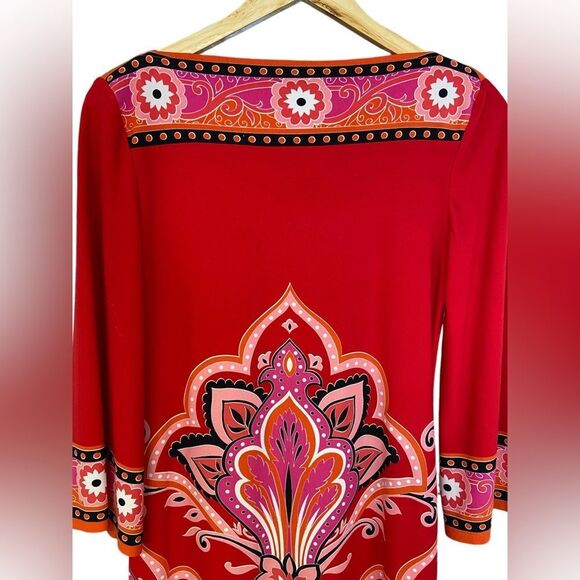 London Times Vibrant Retro Red Shift Dress. Size 4 - Picture 4 of 11